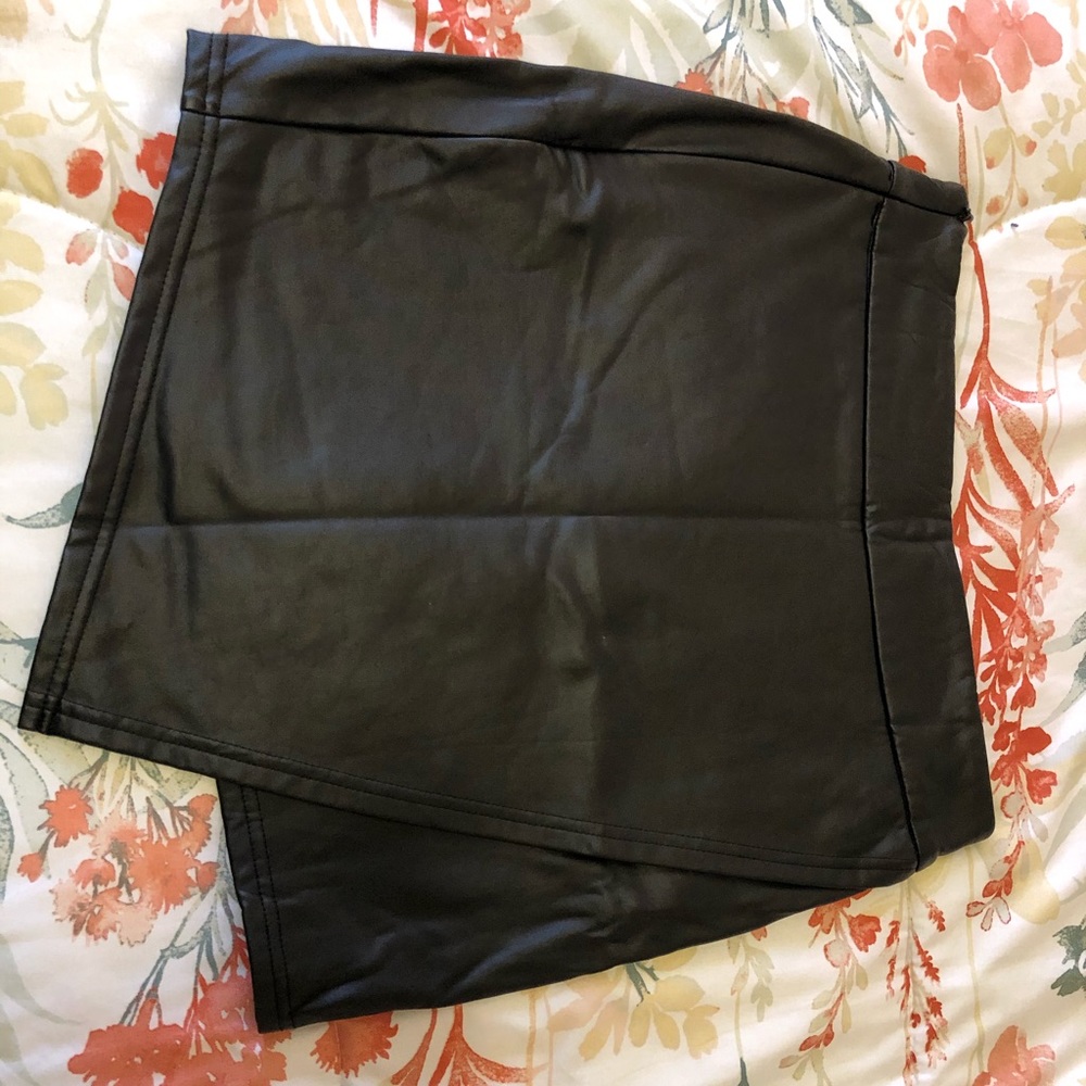 Black leather wrap mini skirt from SHEIN